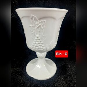 Elegant White Goblet with Grape Design